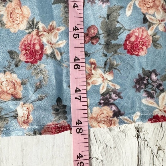 NSR Heidi Rouched Slit Front Floral Sky Midi Dress Size Large - Picture 11 of 12